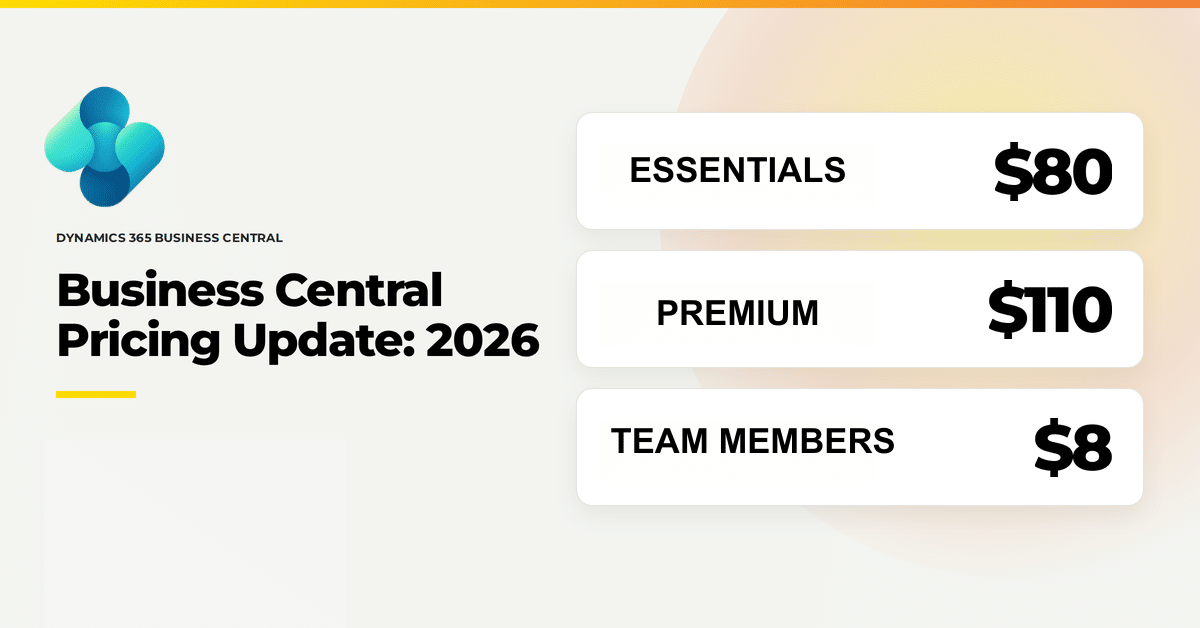 Business Central Pricing Update 2026