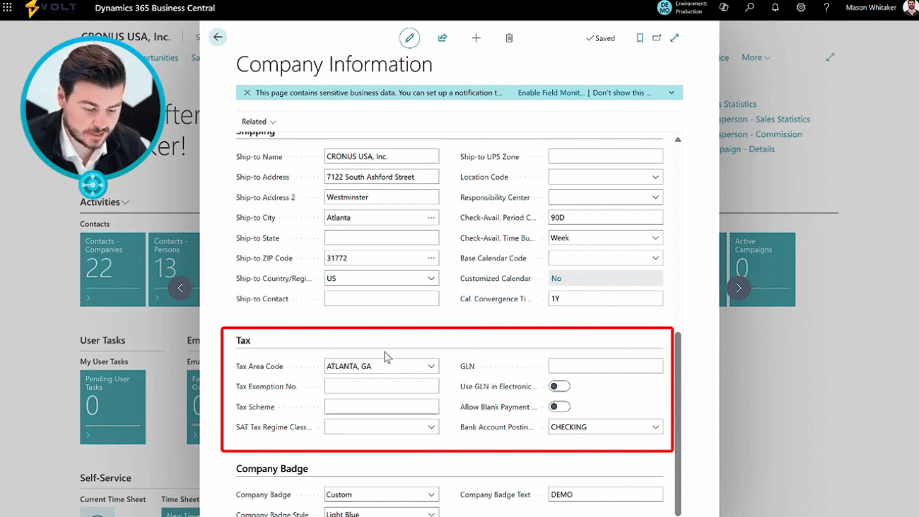 Dynamics 365 Business Central Company Information