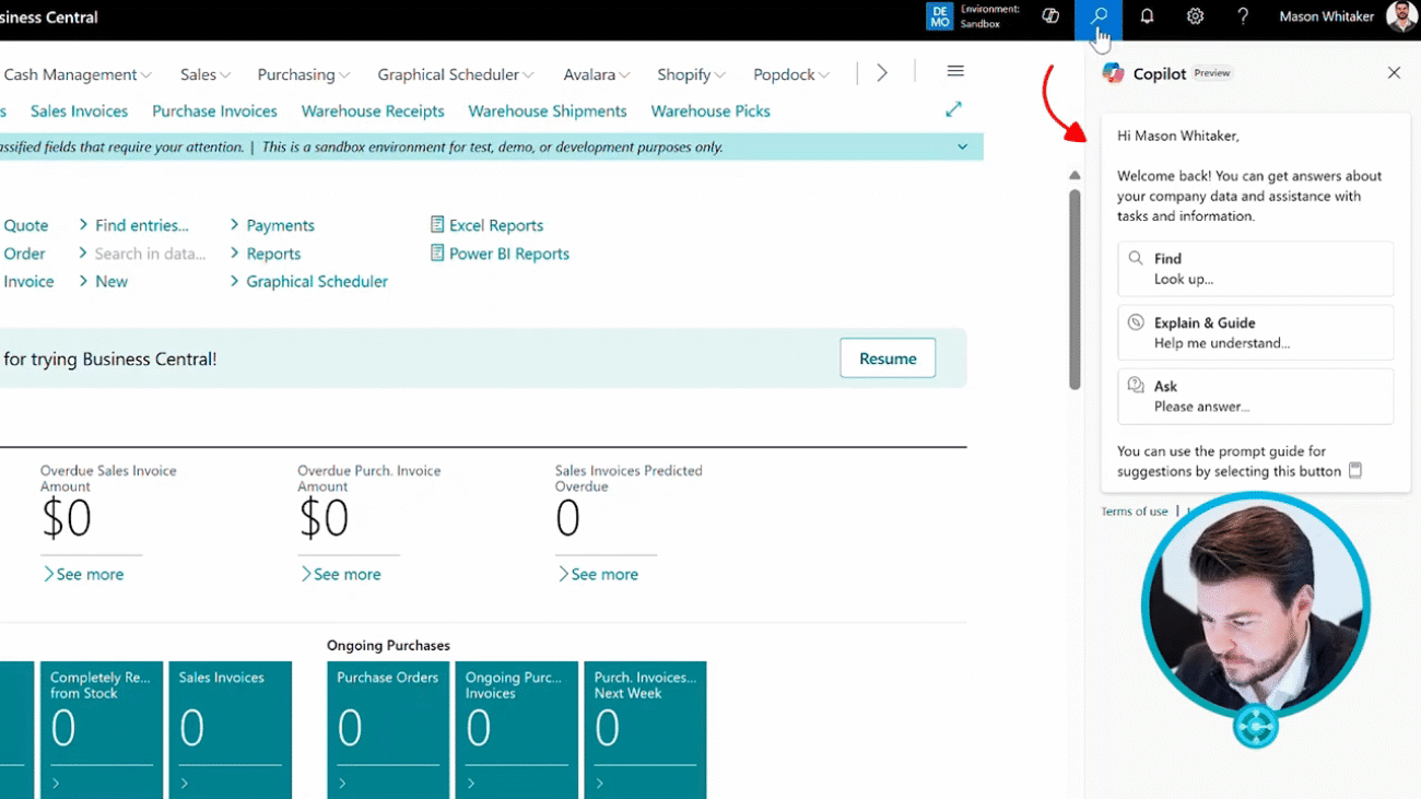 Dynamics 365 Business Central General Navigation