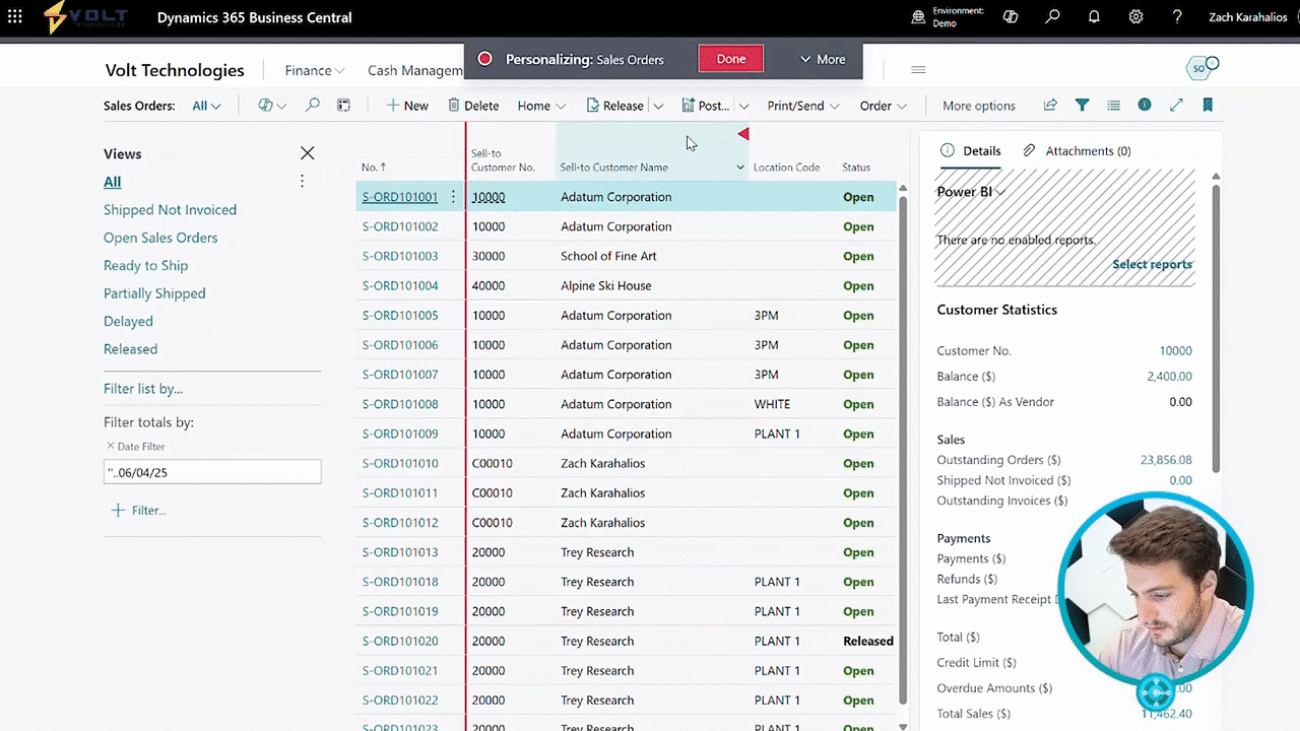 Dynamics 365 Business Central Sales Order Workflow